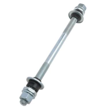 Imagem de Meuey Lyot Eixo de bicicleta 185 mm / 7,28 polegadas Eixo do cubo dianteiro e traseiro de várias velocidades, prata 26 tpi, kit de arruela de porca de bloqueio de cone, 1 peça