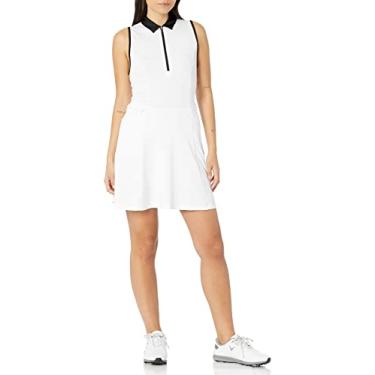 Imagem de Callaway Vestido de golfe feminino sem mangas com babado e short interno, costas de corrida, tecnologia Truesculpt, tecido elástico, Branco brilhante, G