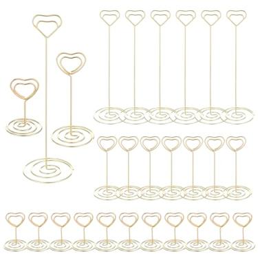 Imagem de MAQUITA 20 porta-cartões de lugar, suportes de número de mesa, porta-cartões de mesa, suportes de número de mesa, porta-fotos de mesa de arame com clipes de memorando em forma de coração para