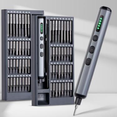 Imagem de Mulzadl Conjunto de mini chaves de fenda elétrica – Chave de fenda elétrica 68 em 1 com pontas magnéticas – 64 pontas universais S2, 5 configurações de torque, 4 luzes LED – Kit de ferramentas para