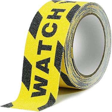 Imagem de LKQBBSZ Fita de Tração Antiderrapante, Adesivo de Advertência de Cuidado com Os Passos, Adesivos Antiderrapantes para Escadas, Cuidado com Piso Molhado, Perigo de Cuidado com Piso (5Cm X 5M)