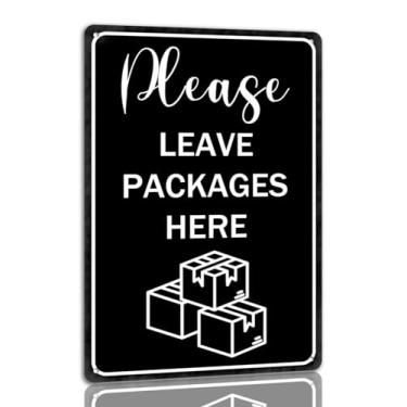 Imagem de Please Leave Packages Here Tin Sign Package Delivery Metal Sign Indoor / Outdoor Wall Decor Use For Front Door Cafe Bar 20 x 30 cm