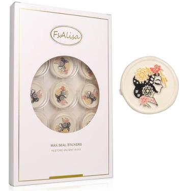 Imagem de fsalisa Adesivos de lacre de cera colorida 30 peças adesivos de selo de envelope de convite de casamento, adesivos de cera autoadesivos para convites de Natal, cartas, pacotes de vinho, embrulho de