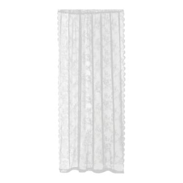 Imagem de Ioensy Cortina de renda janela voile branco decorativo gota net cortina país floral painel cortina para primavera porta quarto pátio, 140 Cm de Altura