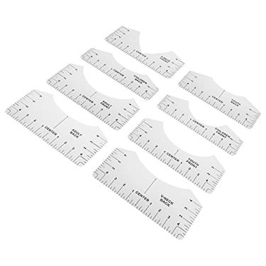 Imagem de Guia de Camisetas Régua Ferramenta de Alinhamento Calibração Costura Orientação Design de Roupas Números Transparentes Marcas Impressão por Sublimação (Régua de pescoço redondo