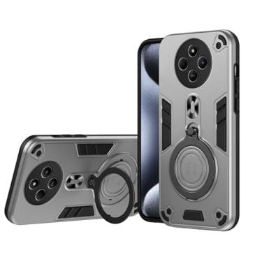 Imagem de Kukoufey Capa de proteção contra quedas compatível com Xiaomi Poco C75, compatível com Xiaomi Redmi 14R 5G, capa com suporte magnético compatível com Xiaomi Redmi 14C 4G 2411DRN47C 2409BRN2CA, cinza