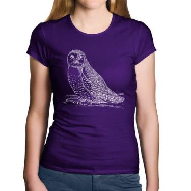 Imagem de Baby Look Algodão Coruja Traços - Foca na Moda, Roxo, G