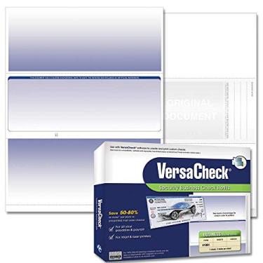 Imagem de VersaCheck Verificação segura - 1000 cheques de voucher de negócios em branco - azul graduado - Formulário nº 1001 de 1000 folhas - Check in Middle