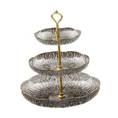 Imagem de Bandeja de bandeja de placa de frutas bandeja de bandeja multi -camadas pratos de servir cupcake stand para festa em casa entretenando fruta seca de, Cinza, 3 Níveis