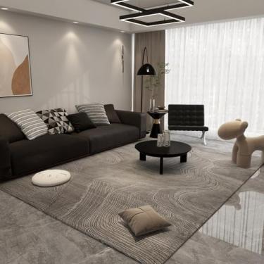 Imagem de Tapete artístico cinza marrom minimalista abstrato linha decorativa tapete grande sala de estar tapetes quarto fácil de limpar cabeceira tapete, AX021, C, 200X250CM