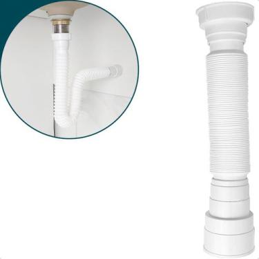 Imagem de Sifão Flexível De Plástico Branco Sanfonado Universal Para Pia Cuba Co
