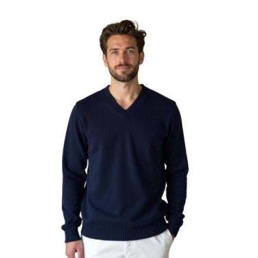 Imagem de Blusa Suéter Maculina em Tricot Frio Casaco Cardigam - Kantylan, Marin