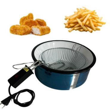 Imagem de Fritadeira Elétrica Tacho 5 Litros  redonda profissional em inox Esmal