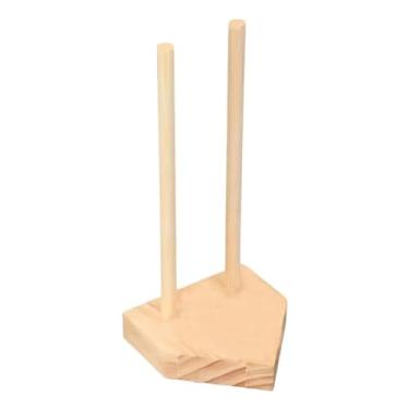 Imagem de Estação de exibição de anéis de beisebol, suporte para anéis de softball - Rings empilhados Holder Wooden Display Stand,Campeonato Jewelry Rack Double Rod Storage Organizer para papai