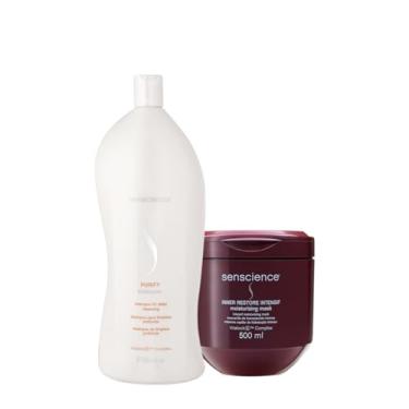 Imagem de Kit Senscience Purify Shampoo Antirresíduo Litro e Inner Restore Intensif G (2 produtos)