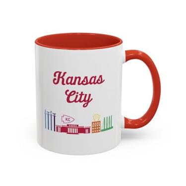 Imagem de Caneca de café Kansas Accent (11, 425 g) - Copo de lembrança vintage do estado, presente de lembrança do mapa do Kansas, xícara de chá do viajante do meio-oeste, Kansas