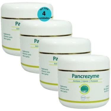 Imagem de Pancrezyme 60 Cápsulas 500mg Para Cães e Gatos Inovet Kit Com 4
