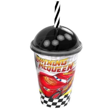 Imagem de Copo com Canudo e Tampa Infantil Carros Relâmpago Mcqueen 280ml Origin