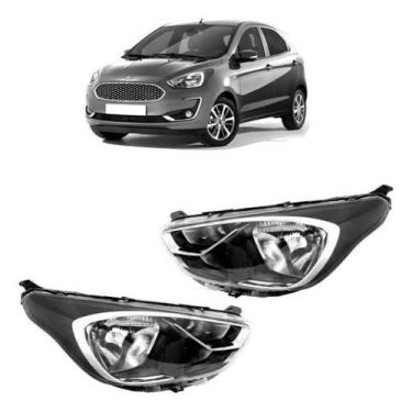 Imagem de Par Farol Ka Foco Duplo Máscara Negra Friso Cromado 2019 2020 2021 202