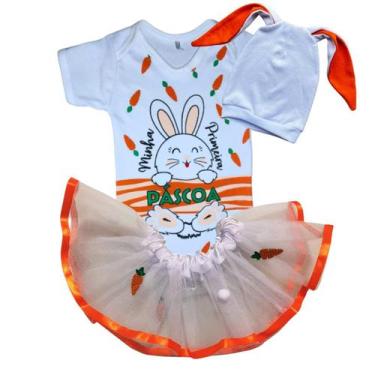 Imagem de kit fantasia mesversario bebe pascoa menina 100 algodao  - flavia moda