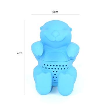 Imagem de Filtro de chá de Lontra de Silicone Filtro de chá Fofo Infusor Reutilizável Pendurar Arestão Desenho de Desenho Animado - Presente de Amante de chá de Cozinha Presente (Azul-céu)