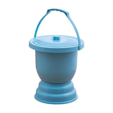 Imagem de Zialofi Spittoon de mão de maconha da câmara de urinol com tampa de cama recipiente de urinária noturna com alça de alça de urinol para mulheres idosas de, Azul