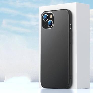 Imagem de Capa de silicone líquido de vidro temperado fosco para iPhone 13 12 Mini 11 Pro XS Max XR X 7 8 Plus SE3 Capa traseira dura verde, preta, para iPhone SE 2020