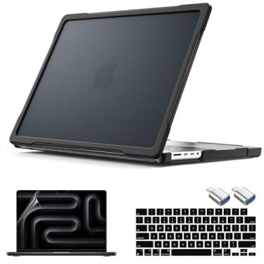 Imagem de Teryeefi [Durável e resistente] Capa à prova de choque com capa de teclado para MacBook Pro 14 polegadas 2025 2024 2023 2021 M4 M3 M2 M1 Chip A3112 A3185 A3401 A2918 A2992 A2779 A2279 442, preto