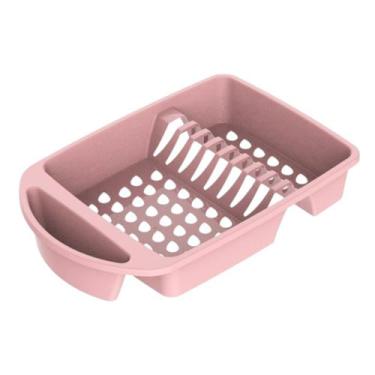 Imagem de Escorredor de Louças Para Pratos, Copos E Talheres Cor Rosa - UNINJET