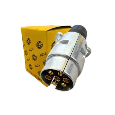 Imagem de Tomada Elétrica Macho 7 Pinos Reboque Carreta Alumínio Hella