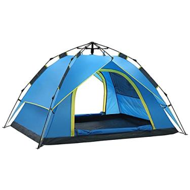 Imagem de Tenda domo para 3 a 4 pessoas, barraca de acampamento pop-up automática, leve, impermeável, à prova de vento, portátil, para acampamento, caminhada e acampamento ao ar livre