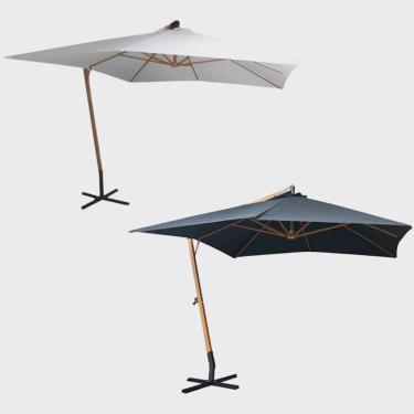 Imagem de Ombrelone Lateral Suspenso Estrutura Madeira 3m Gigante Manivela Jardim Importway Iwoblm-300