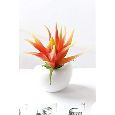 Imagem de ngddf2haa Decoração de plantas para o quarto, ímãs de geladeira, vaso artificial, verde, suculentas, conjunto de bonsai, vaso de flores falsas, lembrança, quadro-negro, adesivos magnéticos (cor: B