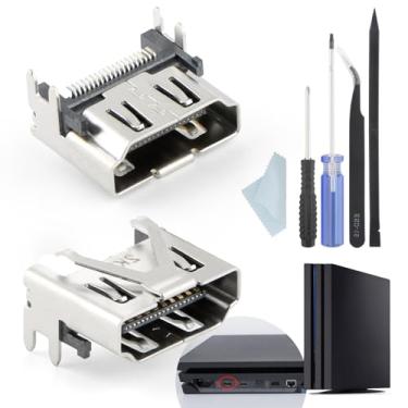 Imagem de 2 peças para PS4 Slim /PS4 Pro Porta HDMI Substituição para Sony PlayStation 4 Slim PS4 Pro Socket Jack Interface Conector Console Acessórios Peças com Kit de Reparo