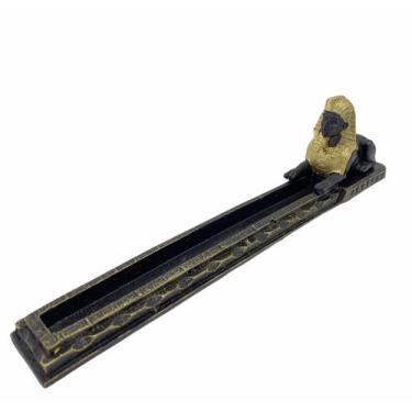Imagem de Incensário Régua  Egípcio Tutankamon preto e douradodourado 26x4x7 cm 