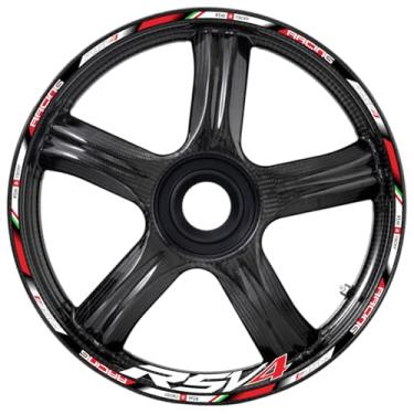 Imagem de Awonderful Kit de listras refletivas de motocicleta TZ004, adesivos de aro de roda de vinil compatíveis com Aprilia RSV4 1000 2009-2019 (branco)