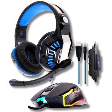 Imagem de kit Fone de Ouvido Headset Gamer + Mouse Ergonomico Gamer Led RGB Rainbow