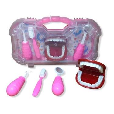 Imagem de Brinquedo infantil Maleta Kit Dentista Rosa Odontologia Brinquedo Dive