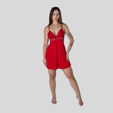 Imagem de Camisola Sexy Renda Curto Feminino Conforto Noite Leve - Altiê, Vermel