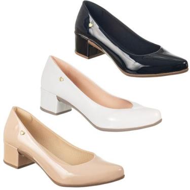 Imagem de Kit 3 Scarpin Verniz Social Feminino Bico Fino Salto Grosso - AZZAV, P