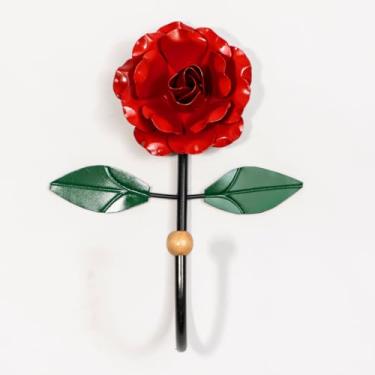 Imagem de Cabideiro de Parede Cabide Para Toalha 1 Gancho Flor Vermelha