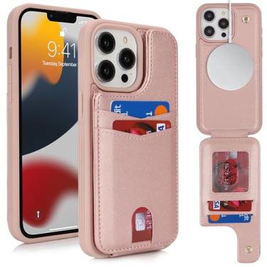 Imagem de SailorTech Capa para iPhone 13 Pro Max com suporte para cartão, capa carteira para iPhone 13 Pro Max para mulheres e homens com proteção de couro MagSafe para iPhone13promax - Rosa