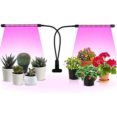 Imagem de iPower LED Grow Light with Full Spectrum for Indoor Plants, Adjustable Gooseneck, 2/3 Light Modes&5/10 Dimmable Levels, 3 Auto Timing Modes, 2 Tubes, Red&Blue