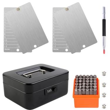 Imagem de SAFESteel Kit de carteira cripto Bitcoin com cofre de metal preto e carimbos de metal, caneta de gravação para backups de criptomoeda digital, armazenamento de sementes compatível com hardware BIP39