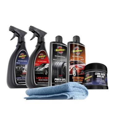 Imagem de Melhor Kit Completo de Limpeza e Estética Automotiva, 5 Produtos + Pano de Microfibra BraClean