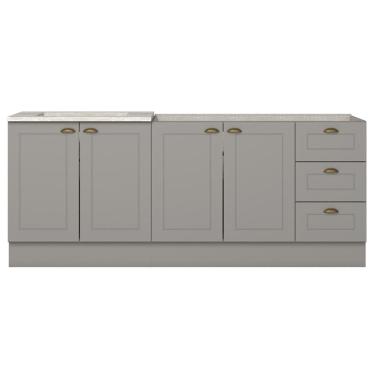 Imagem de Balcao Pia 120 cm Balcao Cooktop 80 cm Americana Cinza Calcare Henn