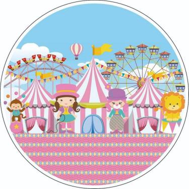 Imagem de Painel Redondo 3D Sublimado Circo Rosa Frd-3988