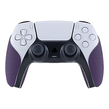 Imagem de eXtremeRate PlayVital Cabo de controle absorvente de suor antiderrapante roxo para controle de ps5, punhos de borracha macia texturizada profissional para controle de ps5