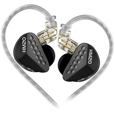 Imagem de erjigo Monitores intra-auriculares, CCA HM20, 16 unidades, fones de ouvido híbridos intra-auriculares, hi-Fi, isolamento de ruído estéreo IEM com fio, cabo destacável para músicos audiófilos (preto