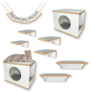 Imagem de Playground Gato 9pçs Premium Com Carpete Antiderrapante Tampa Fechada 